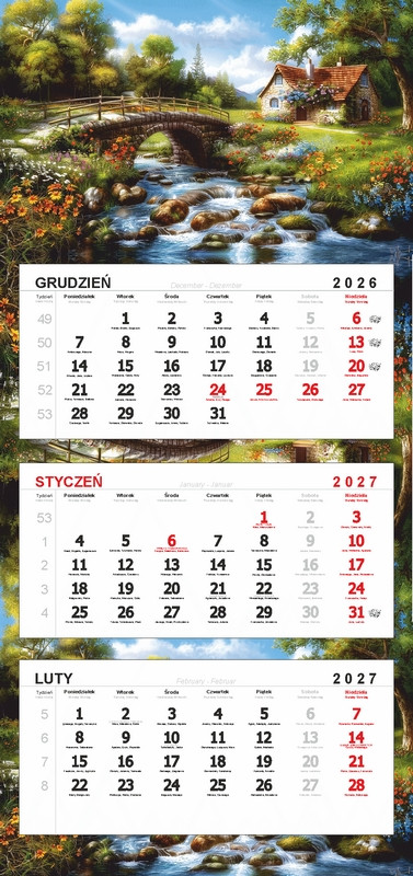 Kalendarz trójdzielny główka bez wypukłości KTR2 63508 DARRIEUS